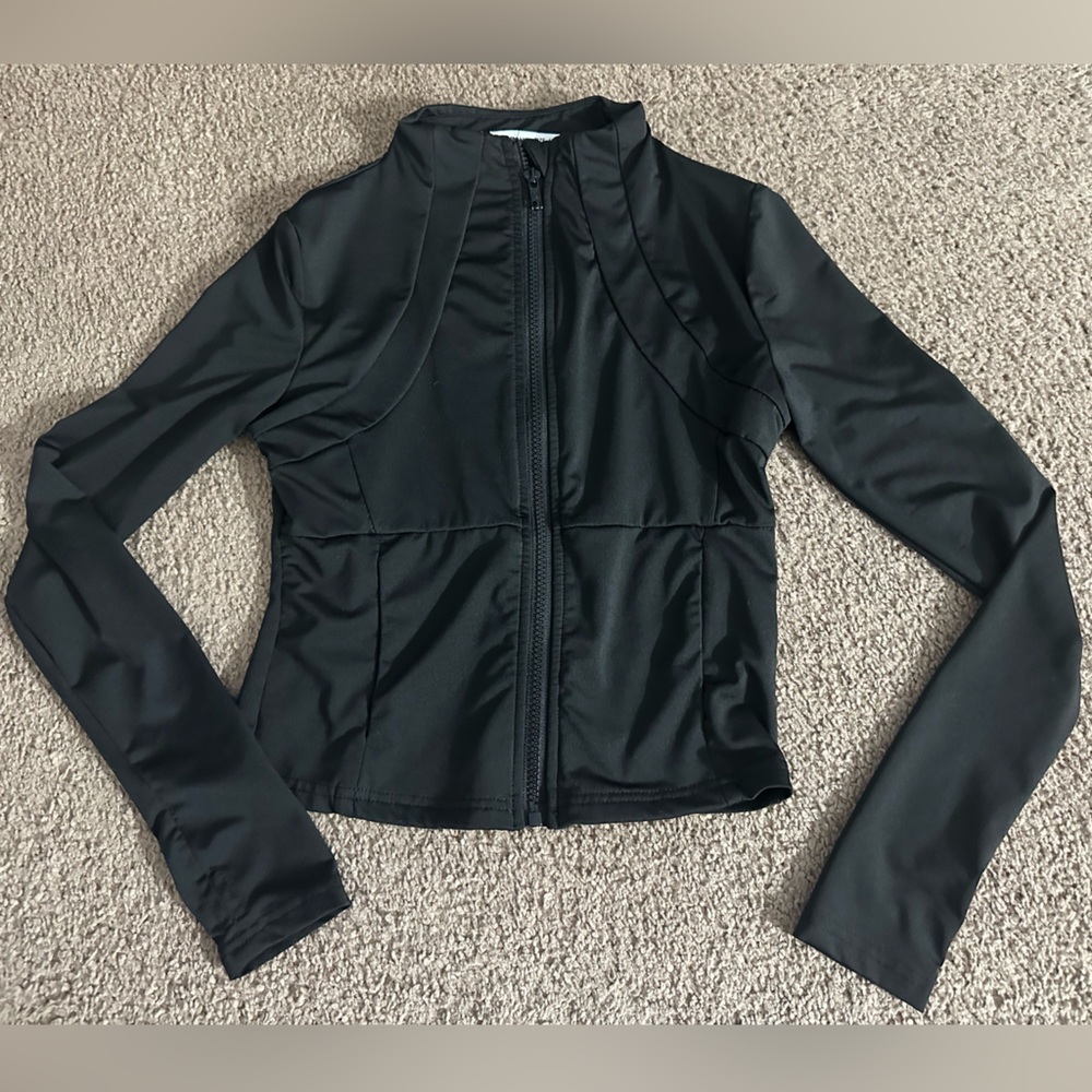 SHEIN kids Black Zip-Up Jacket stretchy - runs small